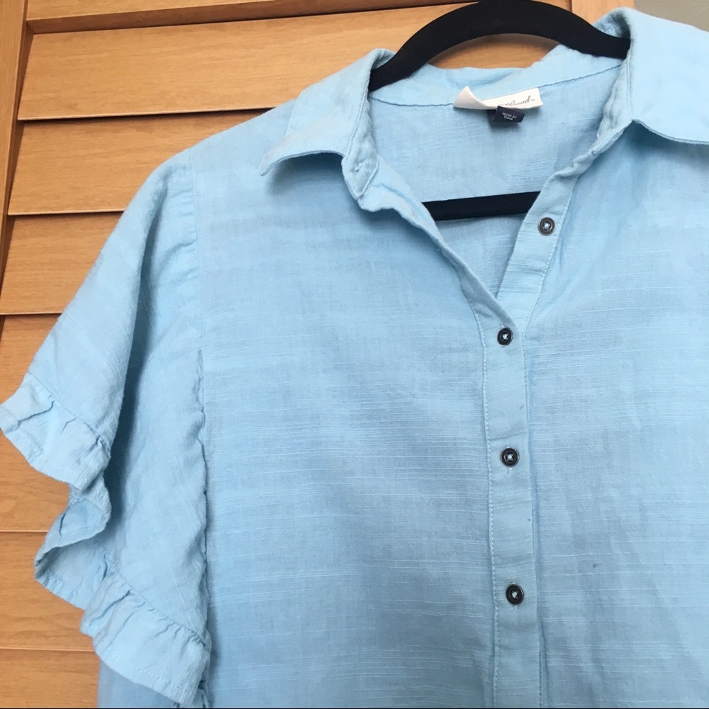 Universal Thread Ruffle Sleeve Button-Down Top - Picture 5 of 6